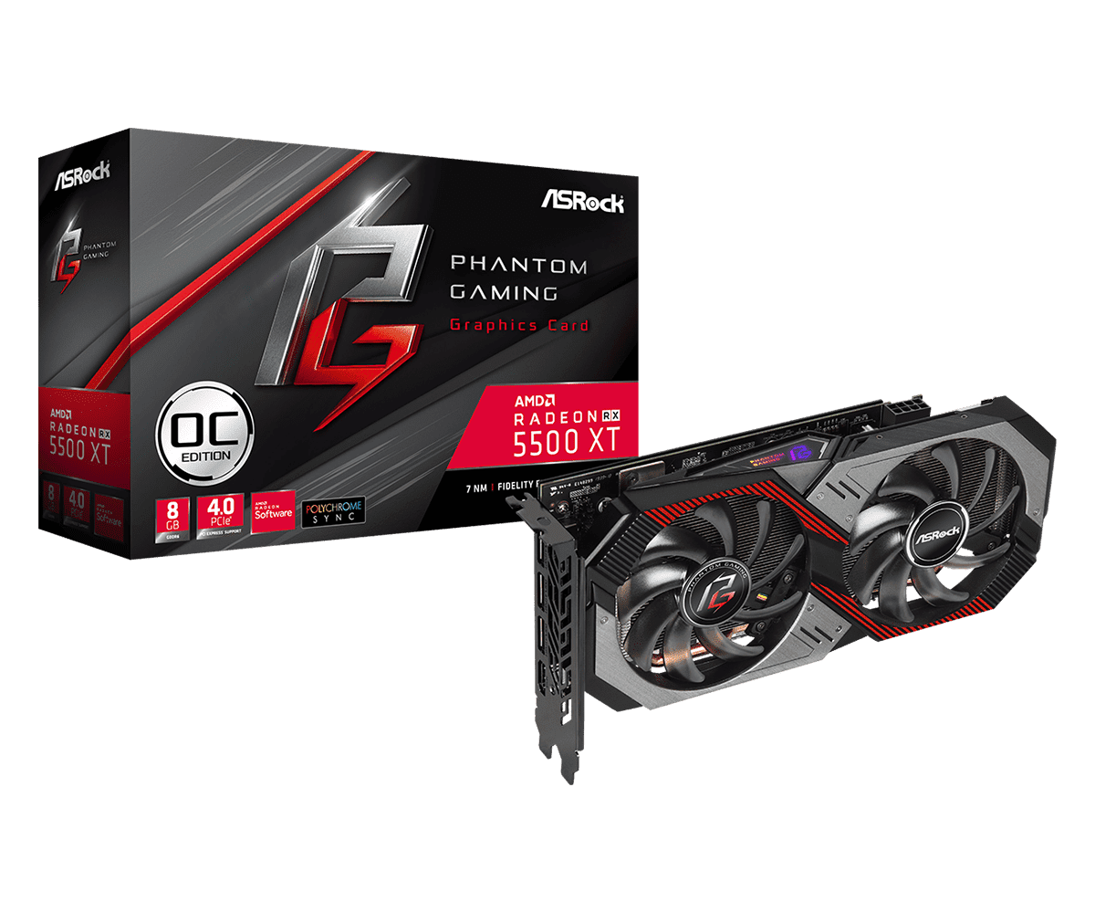 ASRock | AMD Radeon™ RX 5500 XT Phantom Gaming D 8G OC